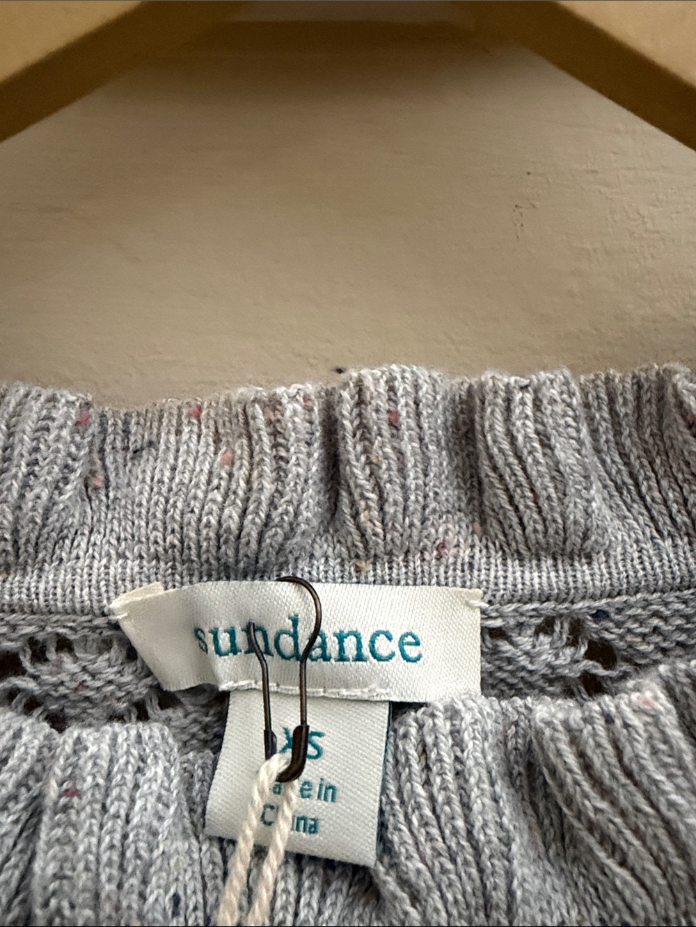 Sundance Light Gray Openwork Ruffle-Neck Sweater - Picture 2 of 6